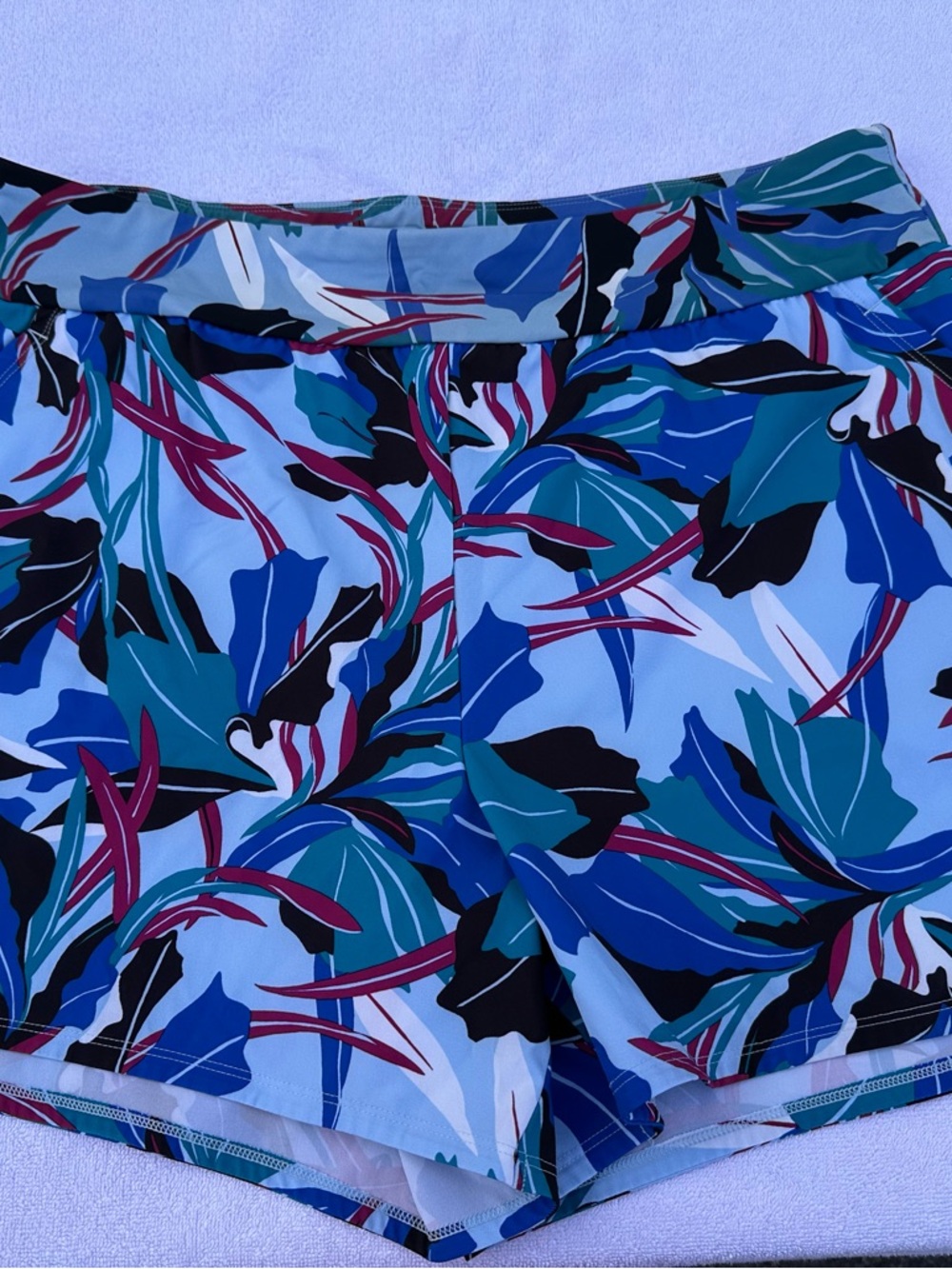 Printed Blue Tropical Women’s Swim shorts Alaskan Hard Gear